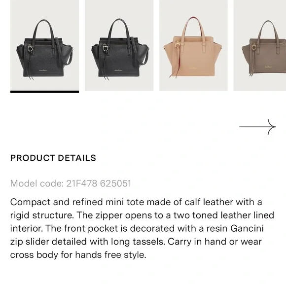 **SOLD** Salvatore Ferragamo Too Handle Tote (small) - Picture 5 of 11